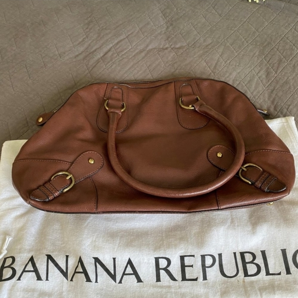 BANANA REPUBLIC Brown Leather Satchel with Dust Bag